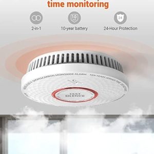 Jemay Smoke and Carbon Monoxide Detector, 10 Year Battery Operated Smoke Detector Carbon Monoxide Detector Combo, Dual Sensor Smoke CO Alarm with LED Indicator and Silence Function, AW183-A, 5 Packs