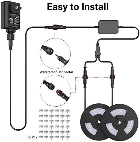Novostella Smart Outdoor Rope Light, 105ft (52.5x2) Music Sync RGB LED Strip Lights, App Control and RF Remote Color Changing Dimmable Tape Exterior Lighting Kit, for Garden Decorative Party, 24V IP65 - Image 7