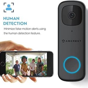 Amcrest 4MP Video Doorbell Camera Pro, Outdoor Smart Home 2.4GHz and 5GHz Wireless WiFi, Micro SD Card, AI Human Detection, IP65 Weatherproof, 2-Way Audio, 164º Wide-Angle Wi-Fi AD410