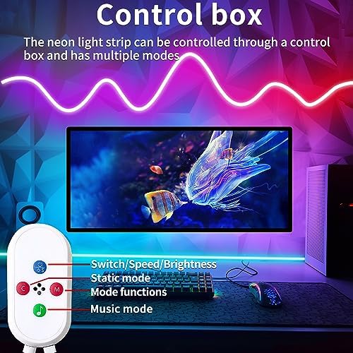 Yeewhale 50ft LED Neon Strip Light with Remote APP Control IP65 Waterproof Flexible neon LED Rope Lights 24V RGB neon LED Lights for Bedroom Room Outdoors Décor - Image 3