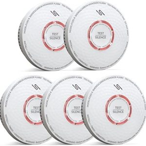 Jemay Smoke and Carbon Monoxide Detector, 10 Year Battery Operated Smoke Detector Carbon Monoxide Detector Combo, Dual Sensor Smoke CO Alarm with LED Indicator and Silence Function, AW183-A, 5 Packs
