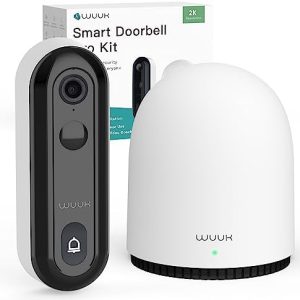 WUUK Wireless Doorbell Camera, 2K – Absolutely No Monthly Fee Video Doorbell w/Human & Motion Detection, 32GB Storage Homebase, Alexa & Google Compatible, Expandable Security Camera System